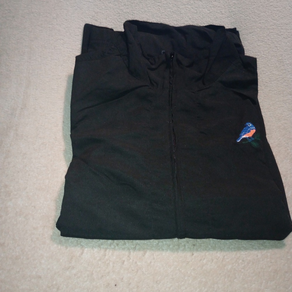 The Paragon Womens Track Suit Set Black Bluebird Embroidery Full Zip Large